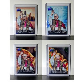 Pope Leo XIV Leaf Metal Cards Set of 4 Pizza / Hot Dog / Skyline / Snow Variants