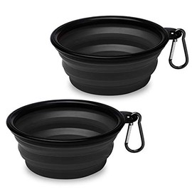 MASCRETTA Set de 2 Platos para Perro con diseño Plegable para Viajes y Paseos. Comedero para Perro y Gato con Capacidad de 1.5 Taza / 11 Oz. Plato para Perro para croquetas y Agua. Dog Bowl. (Negro)