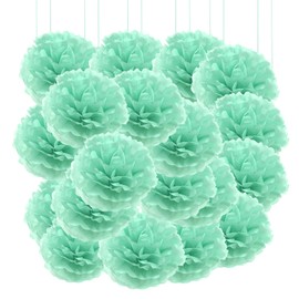 20pcs Tissue Paper Pom Poms - Mint Green - 6 Inch - Tissue Paper Pompoms for Engagement, Wedding, Birthday Party Deco