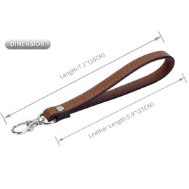VanEnjoy Genuine Leather Keychain Wristlet Keychain Strap for Wallet Purse Clutch Cellphone Wristlet Key(Brown-Silver Metal)