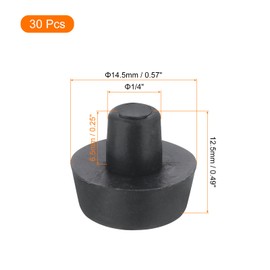 uxcell 30 Pcs Rubber Stem Bumper Glides, Glass Top Table Bumpers with Stem, Anti Slip Patio Table Spacers for Furniture 1/4 Inch Hole, Black
