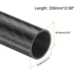 sourcing map 1 Pcs Carbon Fiber Tube 16 x 18 x 330mm Glossy Surface Rod 3K Roll Wrapped Pure Carbon Round Tubing for RC Airplane Multicopter