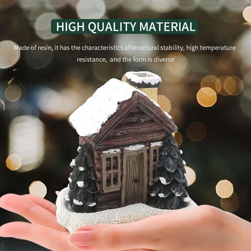 Log Cabin Incense Burner Resin Christmas Snowy Winter Incense Cone