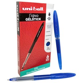 Uni-Ball Bolígrafo De Gel Antifraude Punto Fino .7mm Signo Gelstick, 6 Piezas Color Azul 305.Um170Az
