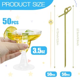 Plastic Margarita Glasses Disposable 50PCS Margarita Glasses Plastic 3.5oz 100PCS Cocktail Picks for Drinks Party Supplies Disposable Margarita Glasses for Parties Margarita Cups Plastic Coupe Glasses