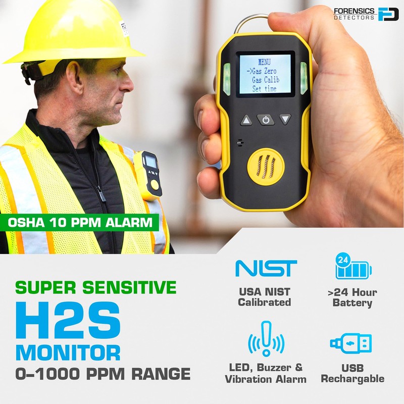 H2S Monitor by Forensics | USA NIST Calibration & Certificate