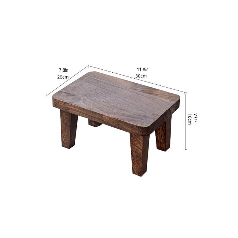 Tung wood step stool with non-slip rubber feet, small step