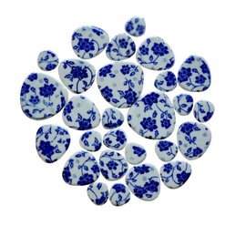 1 Pound Ceramics Mosaic Tiles Random Color Mixed Size Oval Shape Mosaic Ceramics Pieces for DIY Crafts Stool Flowerpot Handmade Home Decor,Cover 11x11 inches