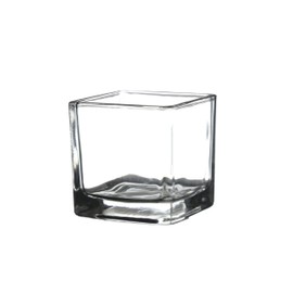 WGV Tea Light Votive Candle Holder Vase Bulk, Width 2", Height 2", Clear Tiny Utility Cube Glass Vase, Small Planter Terrarium Jar for Home Office Event Decor, 6 Pieces