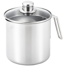 Yoshikawa Deep Single Handled Pot, 6.3 inches (16 cm), 3.2L (3200ml), Glass Lid, Stainless Steel, Compatible with IH and Direct Fire, Simple SJ3355