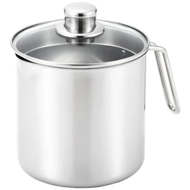 Yoshikawa Deep Single Handled Pot, 6.3 inches (16 cm), 3.2L (3200ml), Glass Lid, Stainless Steel, Compatible with IH and Direct Fire, Simple SJ3355