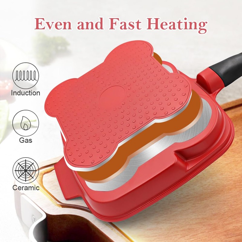 Bobikuke Fried Egg Pan, 3 Section Egg Skillet with Detachable