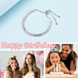 PDTU Birthday Gifts for Women Girls, 21st Cubic Zirconia Adjustable Birthday Bracelet Presents for Ladies Friends│13-80 Year Old Birthday Gifts