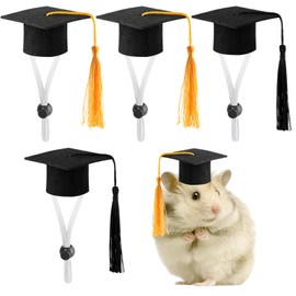 FOIMAS Mini Graduation Caps with Tassel,4pcs Small Animal Bachelor Hats for Small Cat Dog Guinea Pigs Hedgehog Hamster Graduation Party Photo Props