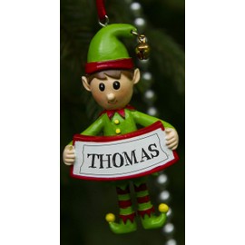 Boxer Gifts Thomas Elf Christmas Tree Decoration | Xmas Bauble Ornament Gift | One for The Whole Family, Ceramic, Multi-Colour, 8 x 4.5 x 2 cm