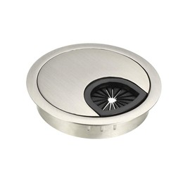 uxcell Cable Hole Cover, 2.4Inch/60mm Zinc Alloy Desk Wire Cord Cable Grommets Hole Cover for Office PC Desk Cable Cord Organizer, Wire Drawing Silver