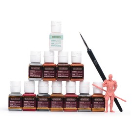 Acrylic Paint Set,Water Based Paint Acrylic Resin Color 11 Metallic Colors in 18ml Bottles with 1 Brushes and 1 Wukong Figure for Resin Plastic Models, Miniatures,Crafts,Mech,Weapon Model