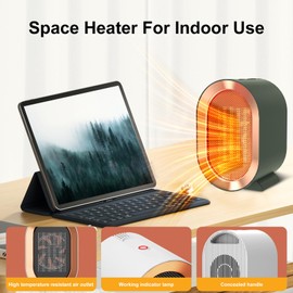 Swocky Indoor Electric Portable Space Heater, 1200W Personal Desk Heater, Fast Quiet Heating Ceramic with Thermostat for Small Room,Bedroom and Office Use (Blue)