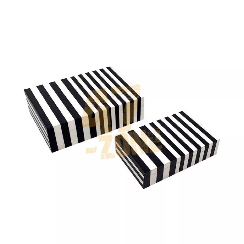 47-Zone S/2 Jacey Lidded Boxes Black White Indoor Outdoor Home