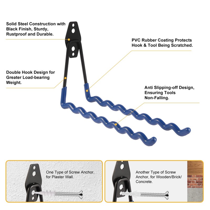 ZexHok Wall Mounted Garage Hooks Tool Organizer, 14 Inch Garage