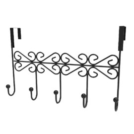 FixtureDisplays Over the Door Hook Rack Metal Hanger 5-Hook Clothes Hanger Hat Door Hanger