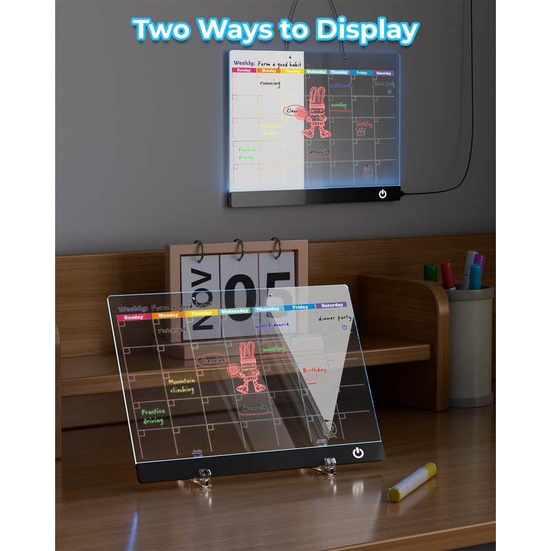 ITENGHUA Led Note Board with 7 Colors 13.7"X10", Acrylic Dry