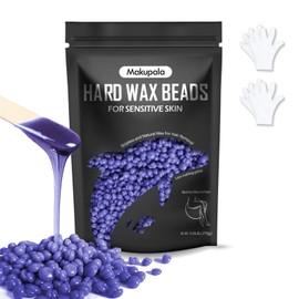 Makupala Hard Wax Beads for Sensitive Skin, 0.6lb Unscented Waxing Beads for Brazilian Women Men, Professional Wax Beans for Full Body, All Skin Types, Face, Bikini,Leg, No Strip Needed, Purple