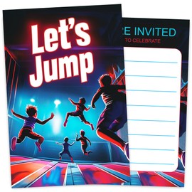 VIVORA Let's Jump Party Birthday Invitation Card for Boys, Jumping Party Themed Birthday Invites, 30 Cards & 30 Envelopes, 4x6 Inches, Double-Sided