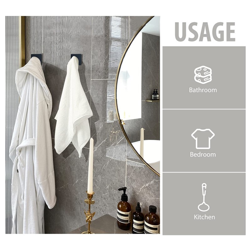 VIS'V Adhesive Towel Hooks, Waterproof Shower Wall Stick on Hooks,