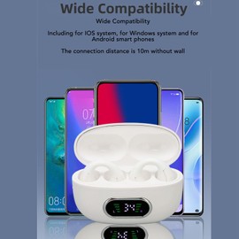 Translator Headphones 144 Languages, Stereo Clip-On, Translation Earphones with Charging Case, for (White)