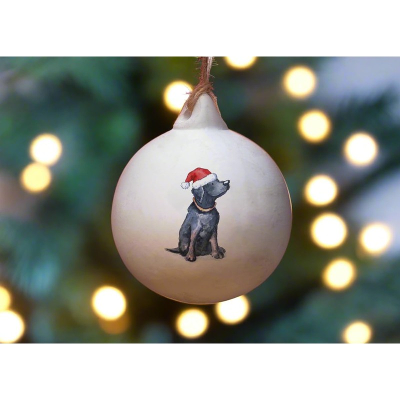 Image Industry Labrador Black Ceramic Bauble - Tree Decoration -