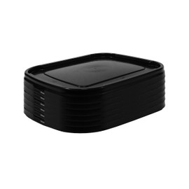 Snap On Lid for 5.3 Gallon Rectangular Bucket, Black, 6-Pack