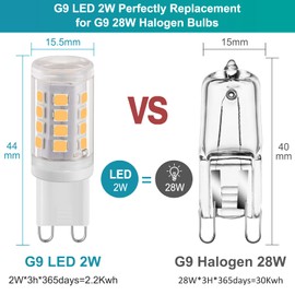 G9 LED Bulbs 2 W Neutral White, 280 LM Bulb, Equivalent to 28 W Halogen Bulb, No Flickering, AC 220-240 V, 360° Beam Angle, Pack of 8