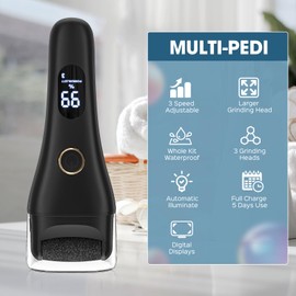 Electric Callus Remover for Feet - Larger Grinding Head&3Speed, Foot Care Pedicure Callus Shaver Foot Scrubber Deadskin Remover, Waterproof Pedicure Tool Foot File for Deadskin Dry Crack Skin Calluses