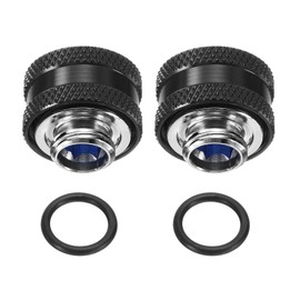 sourcing map G1/4" Water Cooling Adapter 10mm OD Copper Water-Cooled Compression Fitting with Sealing O-Ring for Computer PC Water Cooling System Black-Blue 2pcs