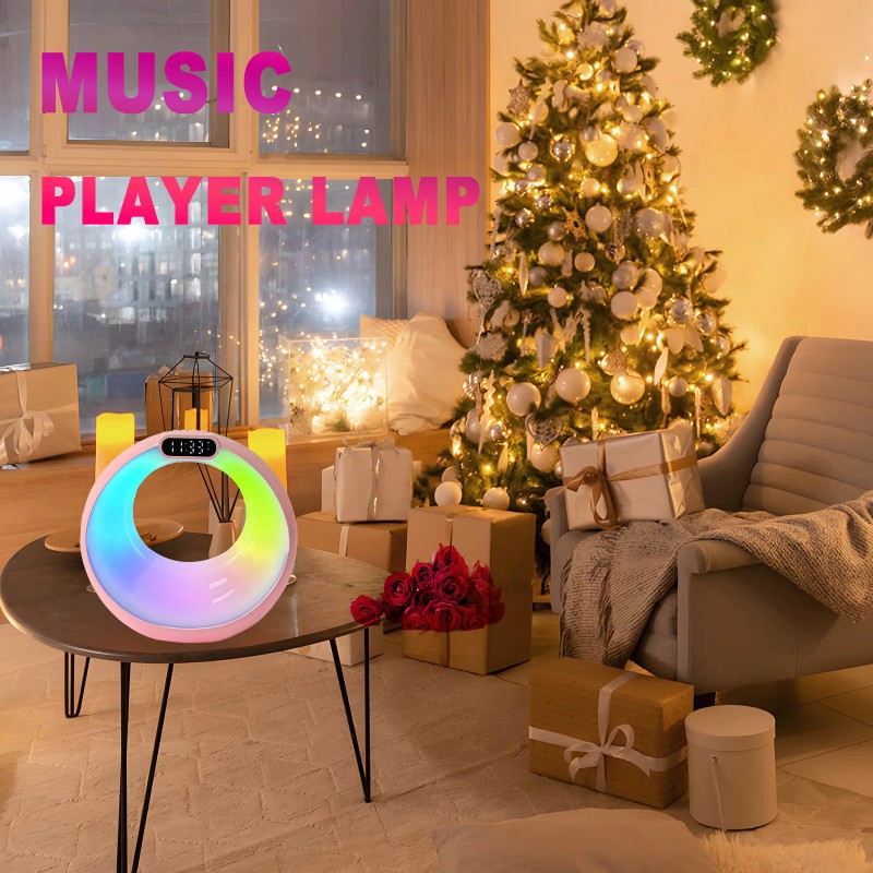 Wireless Speaker Bedside Night Light Digital Alarm Clock Smart APP