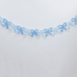 Cadpkler Paper Bow Garland -Pre Strung Bow Garland Party Decoration - Suitable for Bachelor Parties, Birthday Parties, Baby Shower, Weddings and More (Blue)