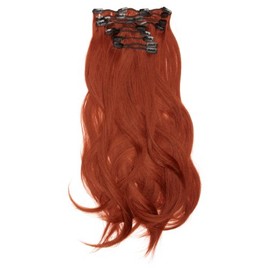 Love Hair Extensions Thermofibre Silky Straight 10 Piece Full Head Set 18-inch Rich Copper