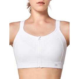 Yvette Adjustable Sports Bras for Women High Impact - Zip Front Sports Bra Plus Size Wireless for Running Workout,White,5X-Large Plus