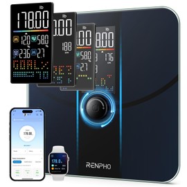 RENPHO Smart Scale for Body Weight, Body Fat Scale for BMI, Body Fat, Muscle Mass, High Accurate Bathroom Scale with Large VA Dispaly, 18 Body Composition, 400lb, ELIS 3X