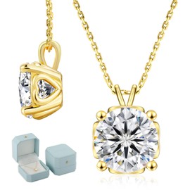 KRKC&CO Moissanite Pendant Chain Women's 925 Silver, 0.5/1/2/3/4 CT Moissanite Diamond Necklace, VVS1 Clarity D Colour, Length Adjustable 45 + 5 cm, with Gift Box, Gift for Wife Girlfriend Mum