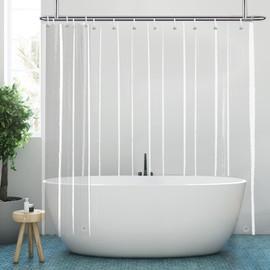 YISURE Shower Curtain 240 x 200 cm Transparent with Magnet, Shower Curtains Transparent Clear Waterproof for Bathtub, Extra Width 240 x Height 200 cm