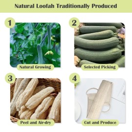 Jopplim Natural Loofah Sponge Back Scrubber for Bath Shower, Exfoliating Body Scrubbe...