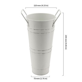 DAKFOOK 4 Pack Galvanized Metal Flower Vases, 23cm Height Beige Farmhouse French Bucket with Handles, Galvanised Vase Rustic Metal Flower Bucket for Wedding Table Centerpiece Decorations