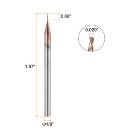 sourcing map Ball Nose End Mill 4 Flute 0.020" Diameter 1/8" Shank Tungsten Carbide Uncoated Spiral CNC Router Bits 0.06" Cutting Length Single End Ball for Carving Engraving Grinding