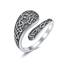 Celtic Knot Spoon Rings 925 Sterling Silver Celtic Spoon Thumb Rings Vintage Jewellery for Women Men