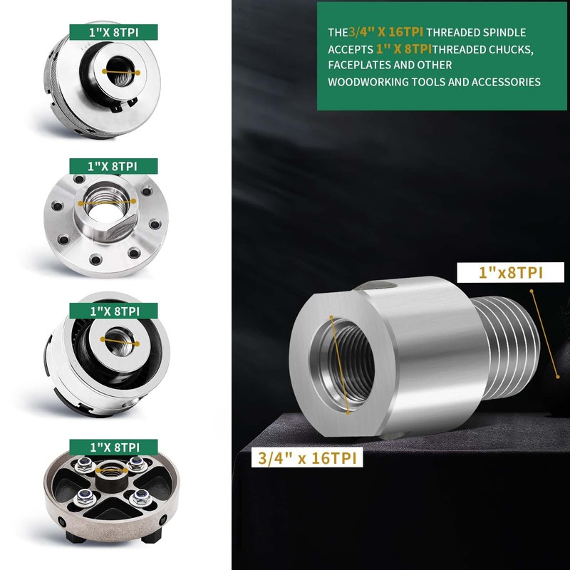 HAowosi Lathe Headstock Spindle Adapter,Converts FT 3/4" x 16 to