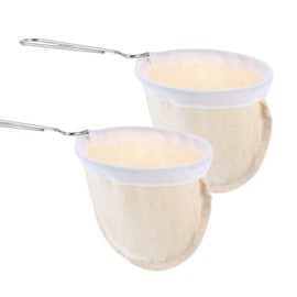 sourcing map 2Pcs Flannel Cloth Coffee Filter, Reusable Handmade Coffee Sock Strainer with Stainless Steel Handle, Cafe Accessories for Home Office Coffee Shop, Beige