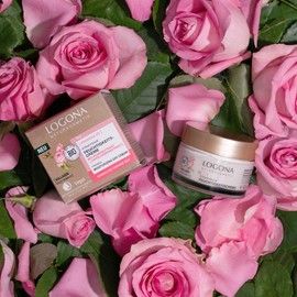 LOGONA Naturkosmetik Firming Moisturising Cream for Natural Glow, with Vegan Organic Rose Extract and Collagen, with Anti-Ageing Effect, Moisture Lift, 50 ml