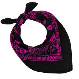 JOPHY & CO. 100% Cotton Bandanas for Women Men Children Unisex with Paisley Pattern Headwear Scarf for Hair/Neck/Wrist/Head COD.644, Black Fuchsia Paisley, Unit size